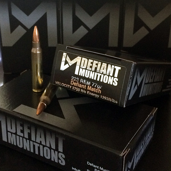 DEFIANT Munitions 223 Rem 77 gr. OTM Defiant Match 20 rnd/box